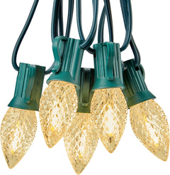 100FT C7 100 Bulbs LED Warm White Christmas Lights Outdoor for Christmas Tree Roofline Xmas