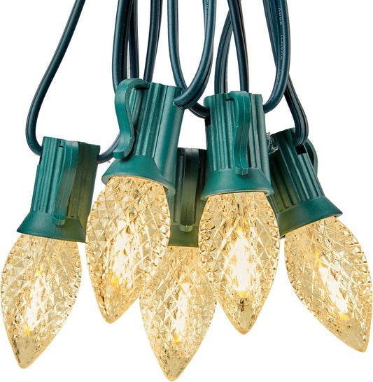 100FT C7 100 Bulbs LED Warm White Christmas Lights Outdoor for Christmas Tree Roofline Xmas