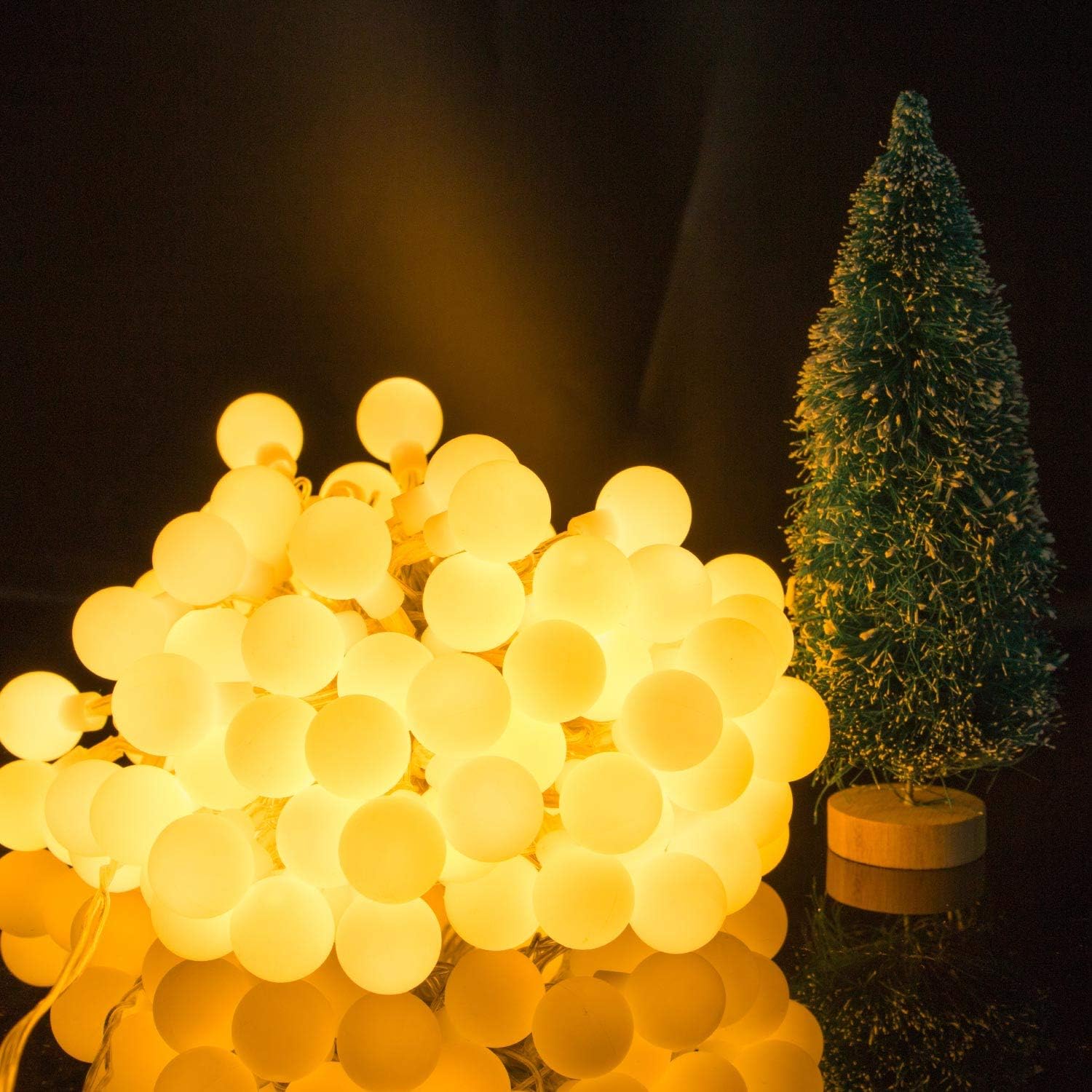 66Ft 200 LED Plug in Globe Ball String Lights with Remote for Bedroom Party Decor, Warm White
