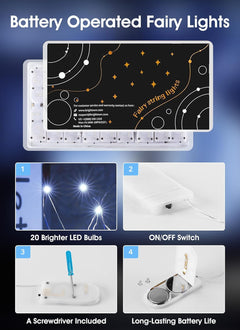24 Pack 7FT 20 LED Battery Operated Silver Wire Firefly Starry Moon Lights for DIY Crafts, Cool White