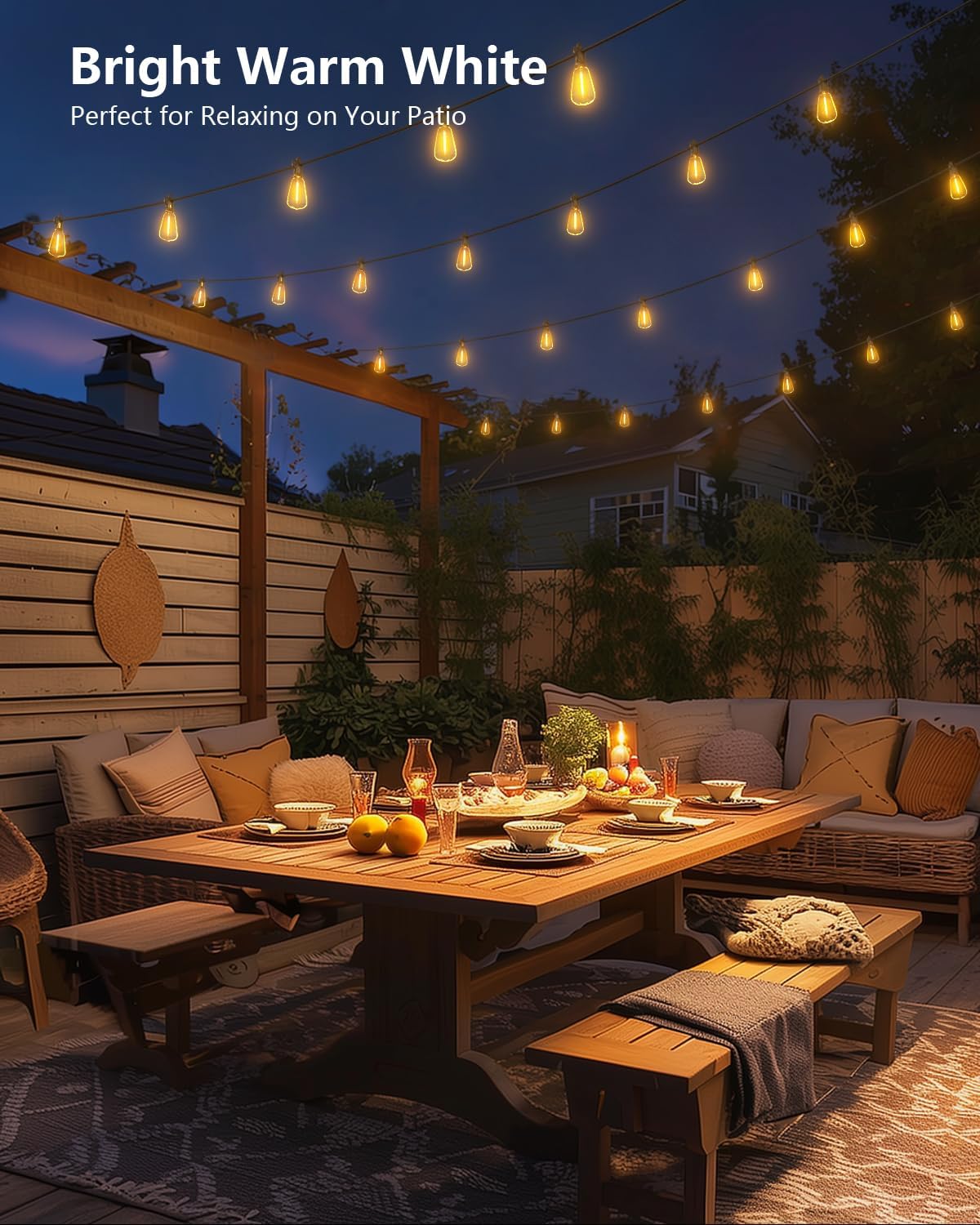 76FT 23+1 Solar Powered Shatterproof Edison LED Lights Outdoor Lights for Backyard Porch Deck