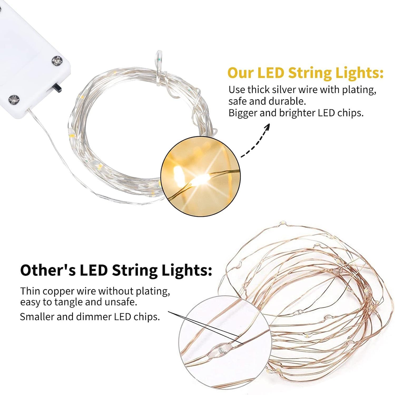 12 Pack 7FT 20 LED Battery Operated Silver Wire Firefly Starry Moon Lights for DIY Crafts, 6 Colors