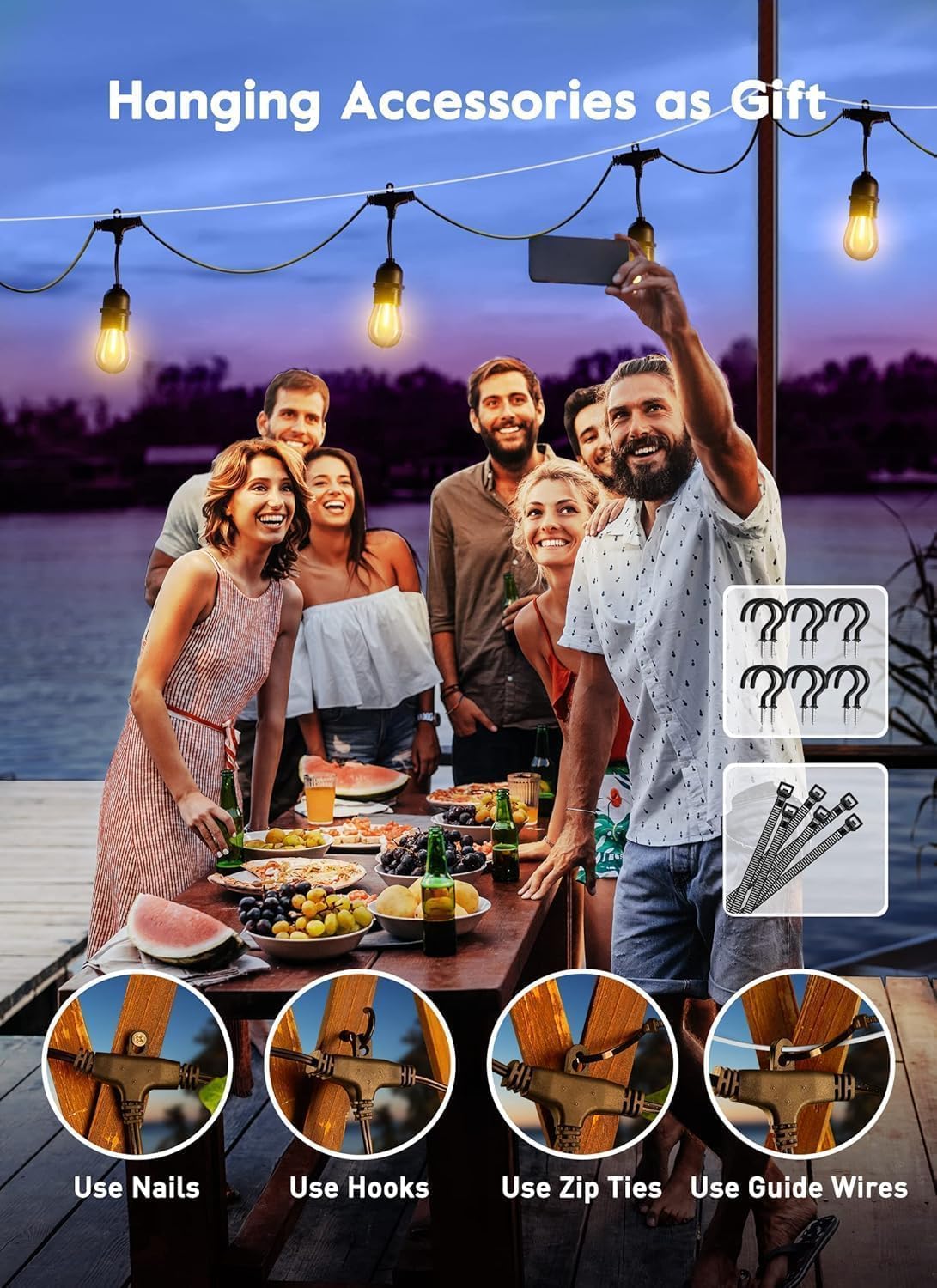 82FT 25 Bulbs Shatterproof Patio Lights with Remote for Backyard Bistro Porch, Only for Canada