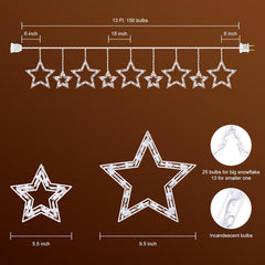 Christmas Star Window Lights - 13ft, 150 Mini Bulbs, 9 Drops