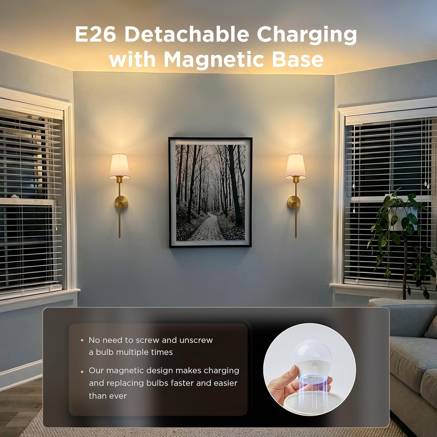 2 Pack Battery Operated Wireless Rechargeable Wall Sconce Lamp Lights for Bedroom, 12 Colors