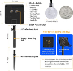 2-Pack Solar String Lights - 120 LEDs, 72 FT, Waterproof