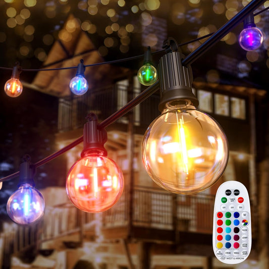 58FT G40 RGBW Outdoor String Lights with 27 Shatterproof Bulbs(2 Spare) for Backyard Porch Garden Party Decor