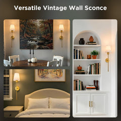 2 Pack Battery Operated Wireless Rechargeable Wall Sconce Lamp Lights for Bedroom, 12 Colors