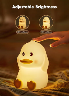Duck Night Light for Kids - Cute Silicone Rechargeable Touch Lamp, 7 Colors