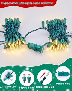 14 Feet 50 LEDs Clear Mini Lights Plug in, Connectable Christmas Tree Lights for Indoor Outdoor Decoration