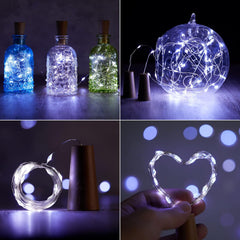 10 Pack 20 LEDs Waterproof Wine Bottle Cork Lights Mini Fairy Lights for Wedding Party DIY Decor