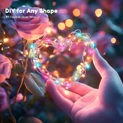 12 Pack 7FT 20 LED Battery Operated Silver Wire Firefly Starry Moon Lights for DIY Crafts, Pastel