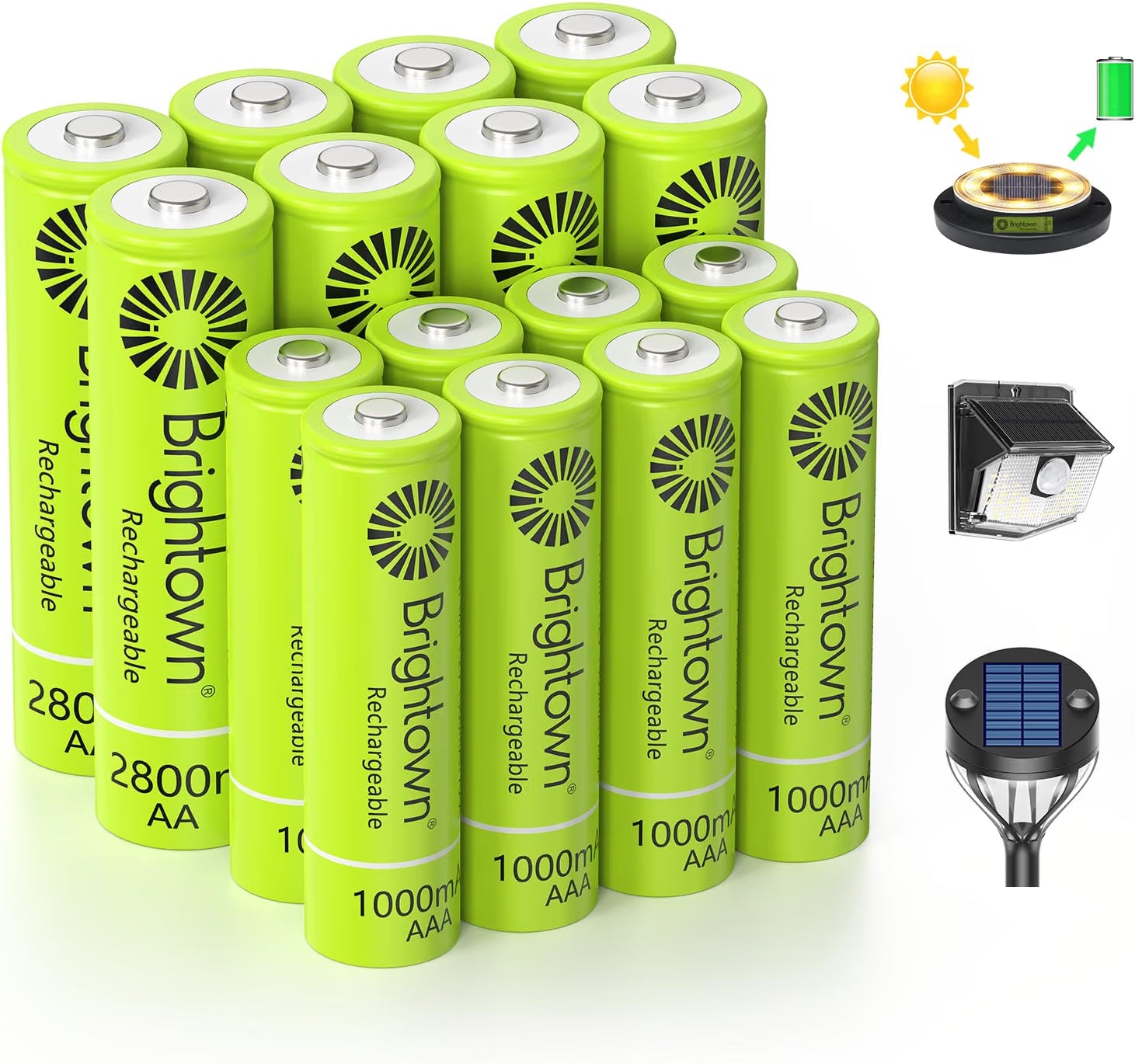 8-Pack 1.2V 2800mAh NiMH Rechargeable AAA Batteries for Solar Lights and Household Devices