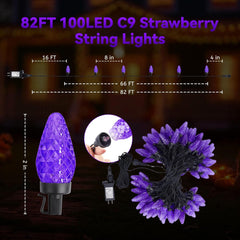 66 FT C9 LED String Lights - 100 Strawberry-Shaped LEDs