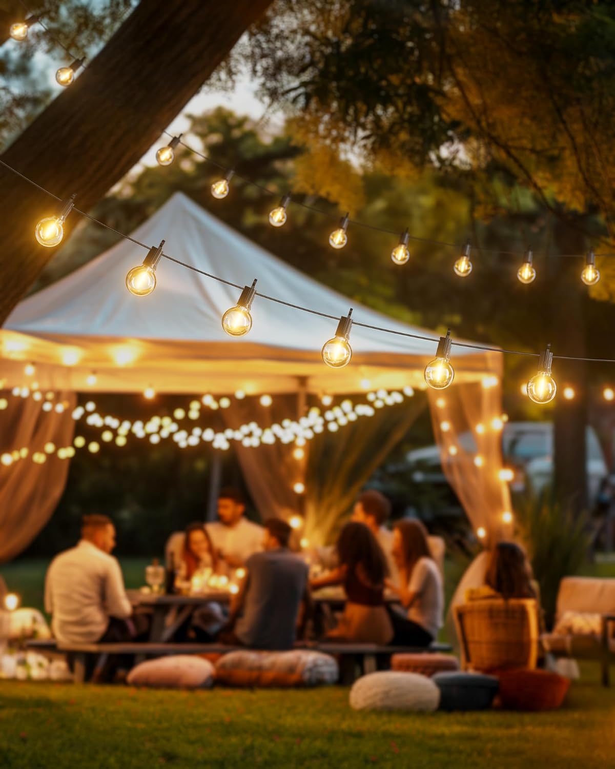 109FT Plug In G40 50 LED Bulbs String Lights for Patio Garden Cafe Wedding Deck