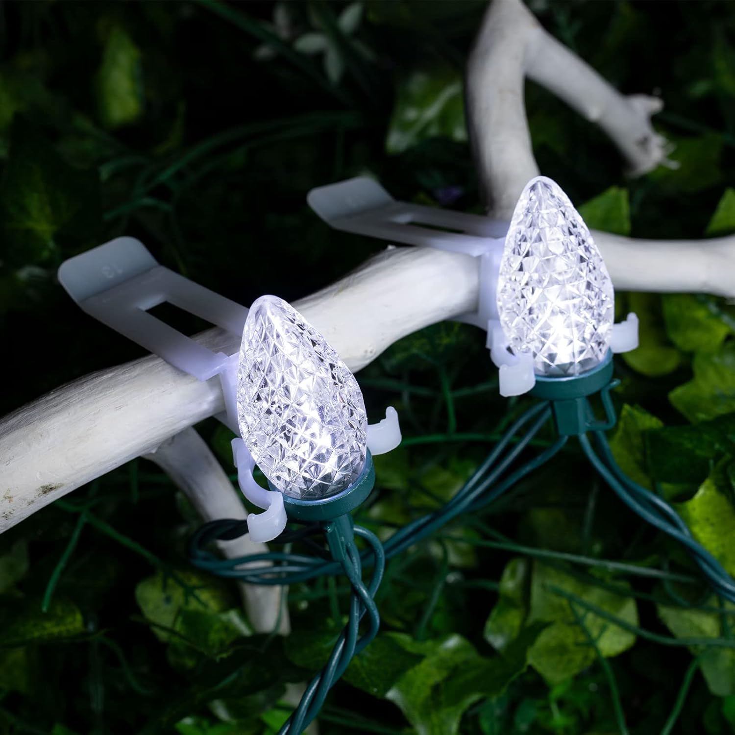 68Ft Plug in 100 LED C9 Christmas String Lights with Quick Clips for Roofline Porch Decor, Pure White