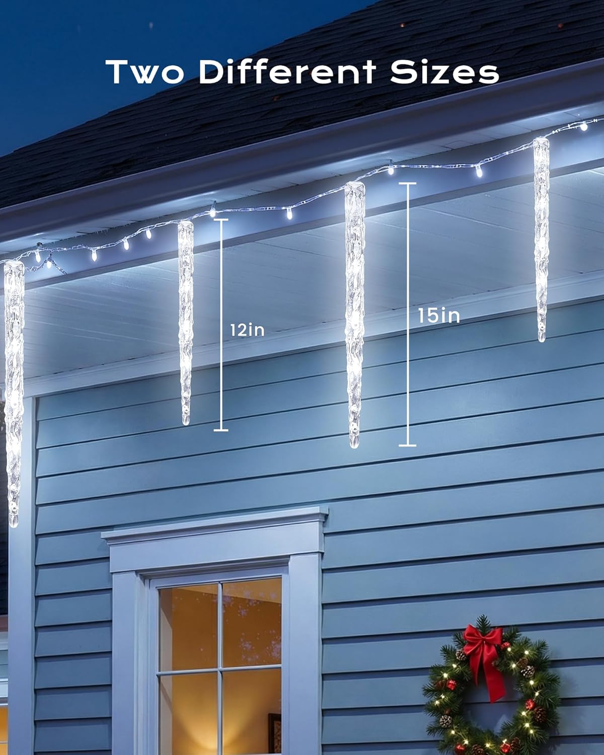 20ft 20 Tubes 100 LED Christmas Icicle Lights for Tree Patio Roof Holiday Decor, Cool White