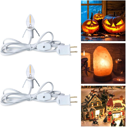 2/ 4Pack 6ft Accessory Cord with LED Bulb for Halloween Pumpkin, Christmas Decoration
