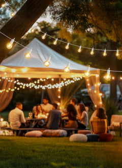 29FT Plug In G40 12 LED Bulbs String Lights for Patio Garden Cafe Wedding Deck, White Wire
