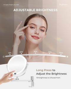 4000mAh Rechargeable Wall Mounted Lighted Makeup Mirror, 3 Color Lights & Smart LED Digital Display