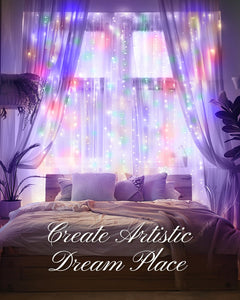 Smart Curtain String Lights - 9.8ft 300 LED Fairy Lights, USB Powered, Multicolor
