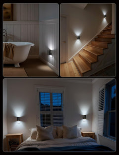 2 Pack Black Plug in Night Lights with Rotating Plug & Light Sensor for Bathroom Bedroom, Pure White Light