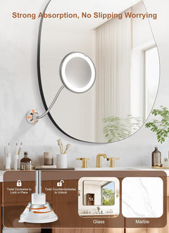 Makeup Mirror Lights with Gooseneck Mirror, 10x Magnifying