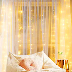 Curtain String Lights - 198 LED Fairy Lights with Remote, USB, 8 Modes