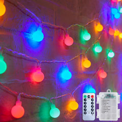 21FT 60 LED Battery Operated Globe Fairy Lights with Remote, 8 Modes, Multicolor