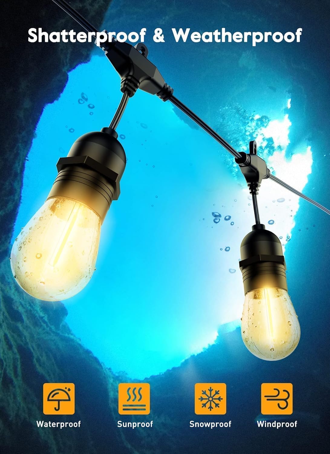 82FT 25 Bulbs Shatterproof Patio Lights with Remote for Backyard Bistro Porch, Only for Canada