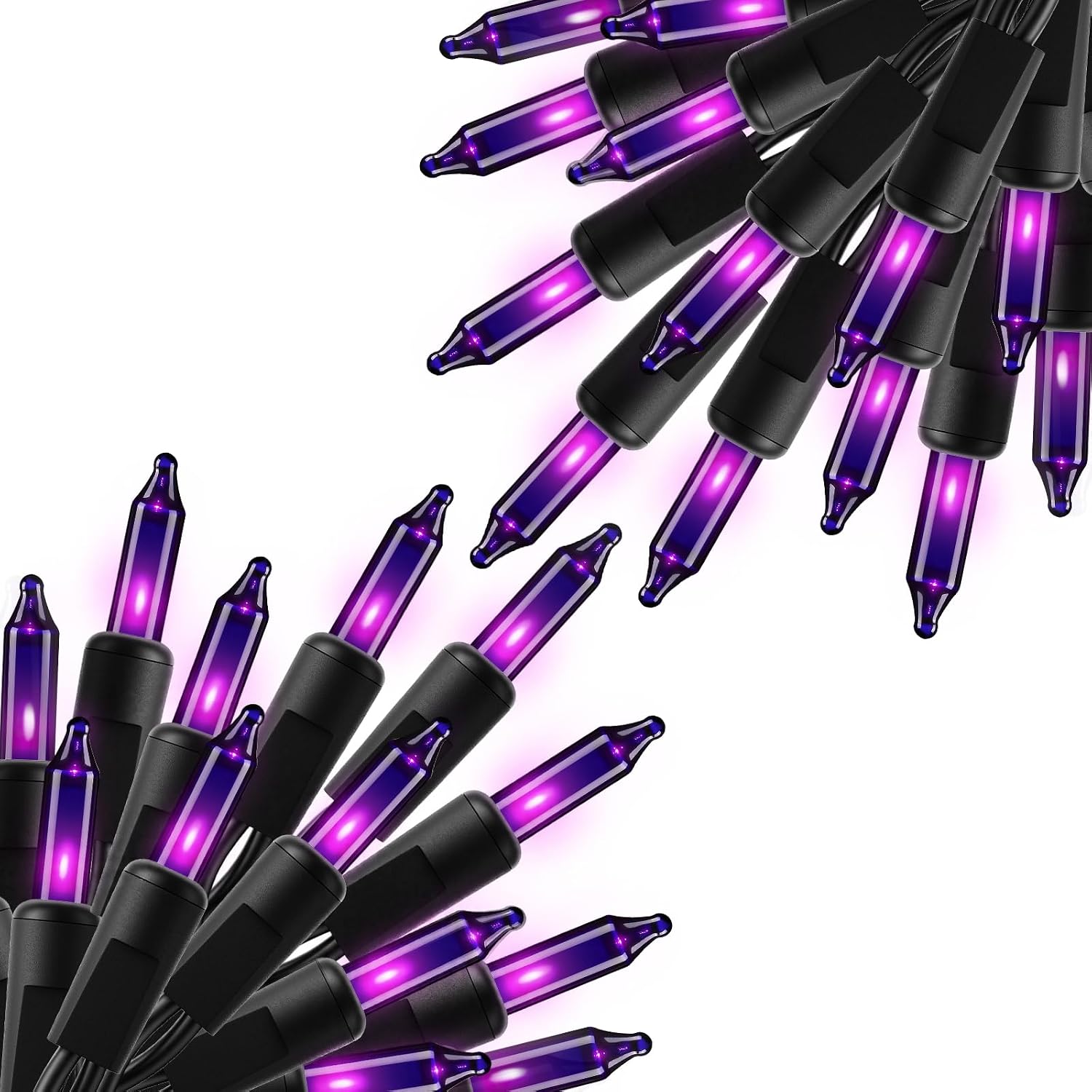 2Pack 10Ft 50 LED Plug in Mini Incandescent Bulbs String Light for Halloween Haunted House Party, Purple