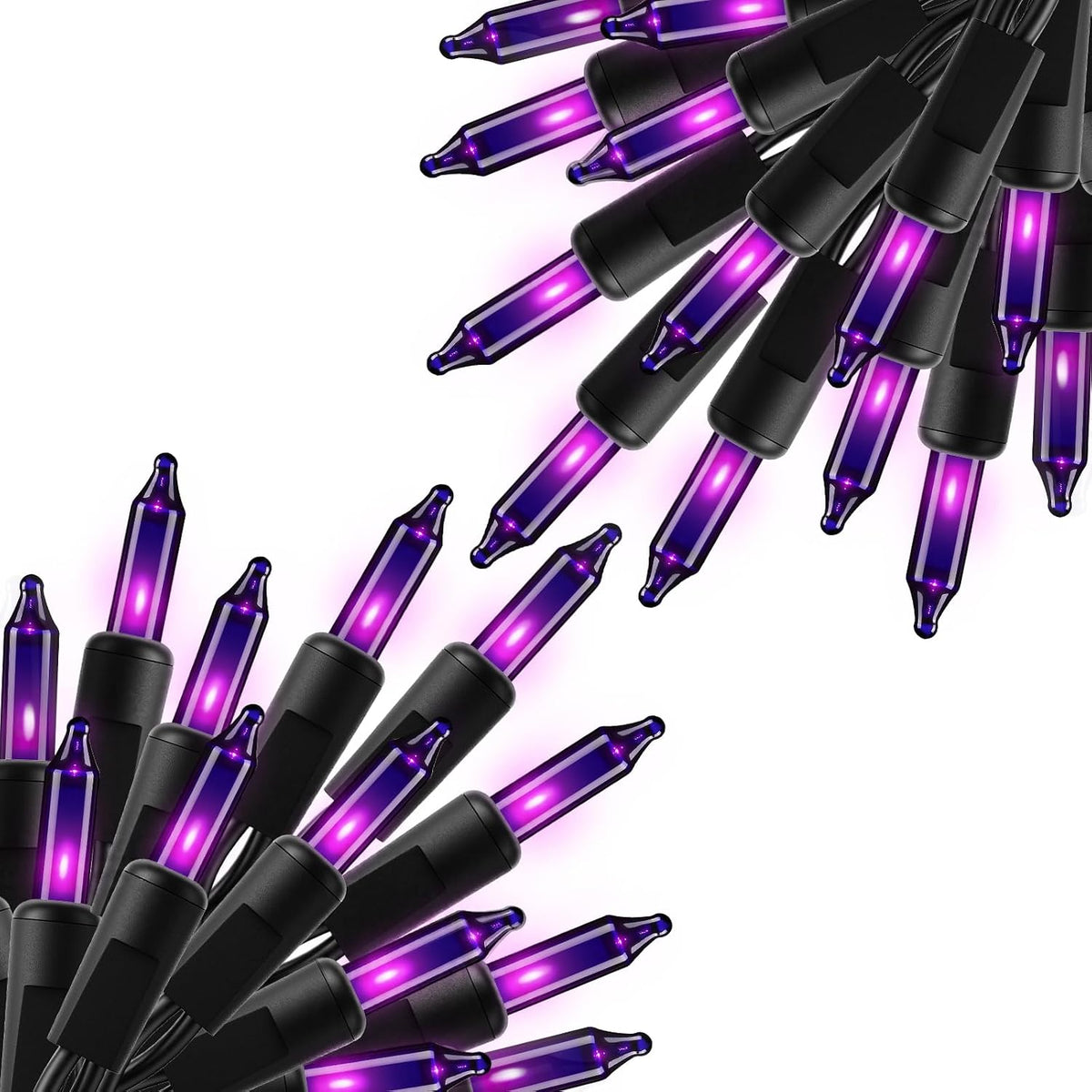 2Pack 10Ft 50 LED Plug in Mini Incandescent Bulbs String Light for Halloween Haunted House Party, Purple
