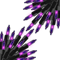 2Pack 10Ft 50 LED Plug in Mini Incandescent Bulbs String Light for Halloween Haunted House Party, Purple