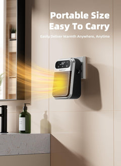 800W Plug in Heater with Remote - Outlet Space Heater with Touch LED Display