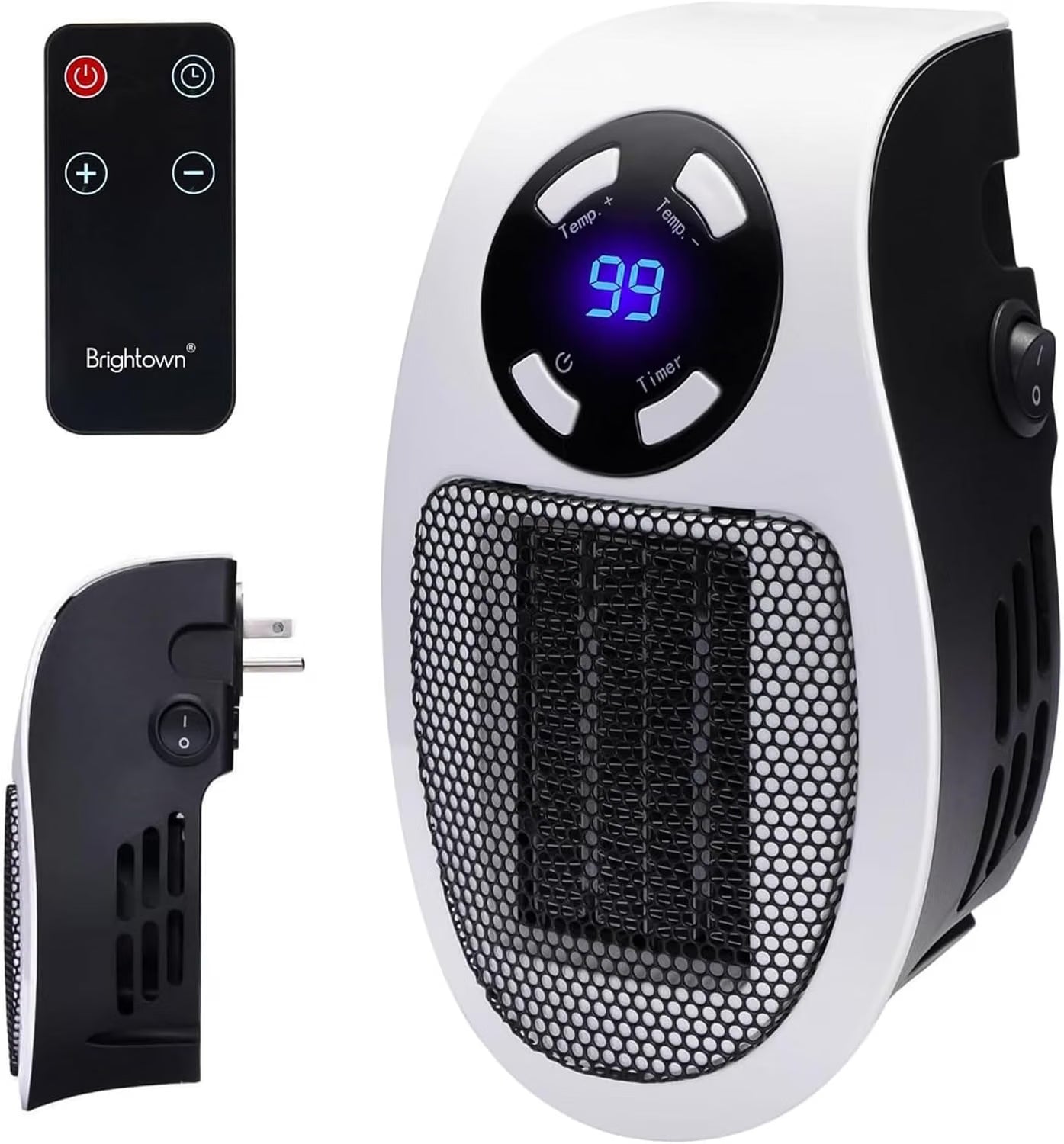 450W Wall Plug in Outlet Heater with Remote for Bathroom Room Office Use, Clear LED Display