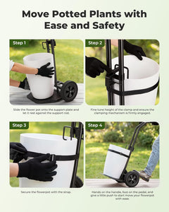 200 Lbs Capacity Plant Caddy With Wheels Heavy Duty, Grabbing Arm Adjustable