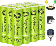 12-Pack 1.2V 1000mAh NiMH Rechargeable AAA Batteries for Solar Lights and Household Devices