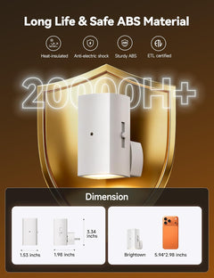 2 Pack White Plug in Night Lights with Rotating Plug & Light Sensor for Bathroom Bedroom, Pure White Light