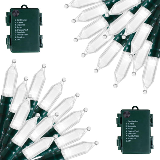 Battery Operated Christmas Lights - 2 Pack, 18 Feet, 50 LED Mini Lights
