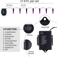 2Pack 17.8Ft 50 LED Battery Operated Clear Mini Incandescent Bulbs String Light for Halloween, Purple