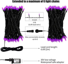 39Ft 100 LED Plug in Mini Bulbs String Light for Halloween Haunted House Party, Purple