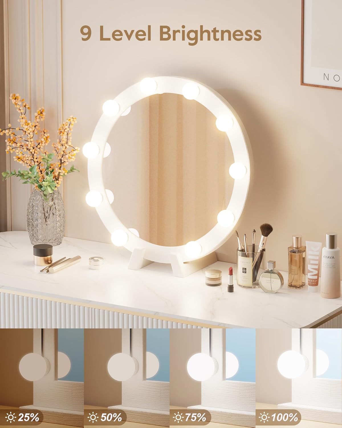 Hollywood Style 10 Dimmable Led Light Bulbs for Mirror Makeup, White (No Mirror Included)