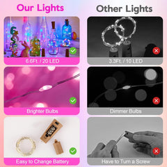 10 Pack 20 LEDs Waterproof Wine Bottle Cork Lights Mini Fairy Lights for Wedding Party DIY Decor