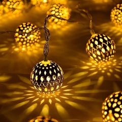 36 Ft Solar Powered 60 LED Globe Fairy Lights Moroccan String Lights with 8 Modes, Warm White