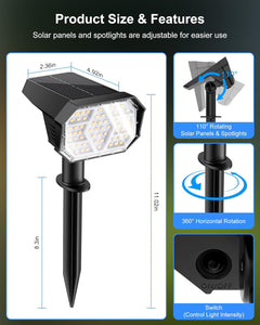 4Pack Solar Powered Spot Pathway Lights Outdoor Waterproof with 3 Light Modes for Backyard Garden (Warm White)