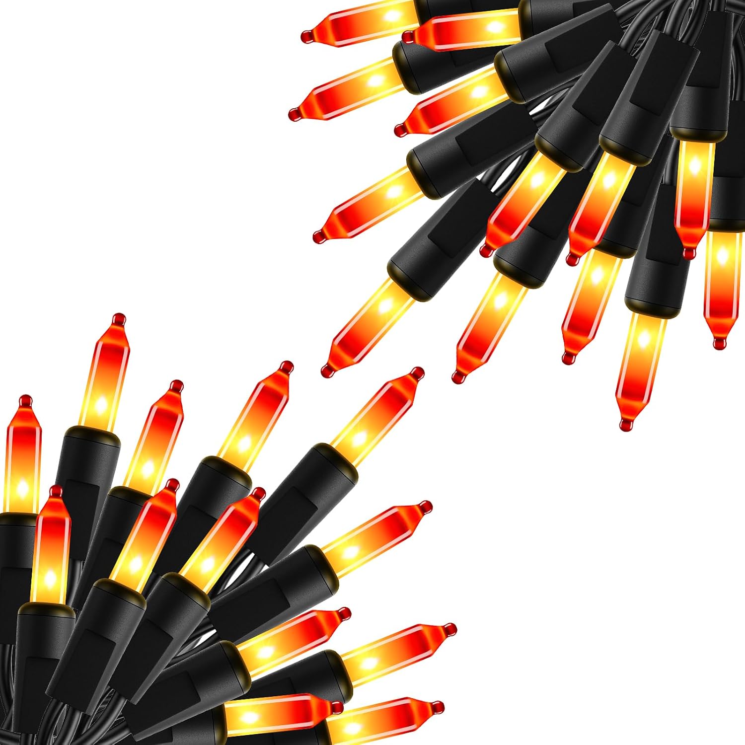 2Pack 10Ft 50 LED Plug in Mini Bulbs String Light for Halloween Haunted House Party, Orange