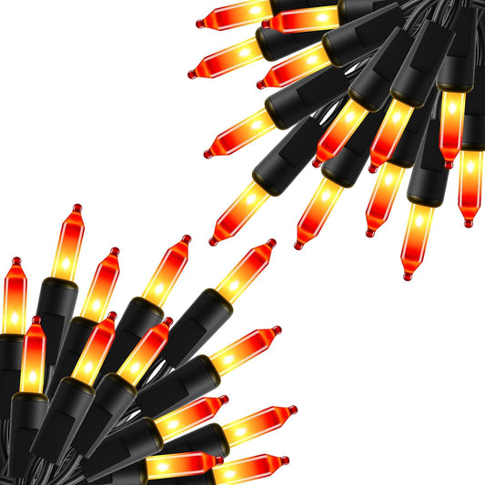 2Pack 10Ft 50 LED Plug in Mini Bulbs String Light for Halloween Haunted House Party, Orange