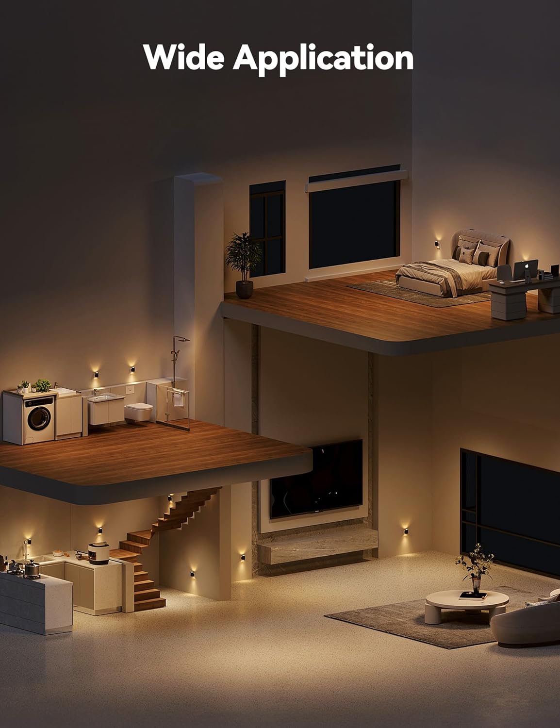 2 Pack White Plug in Night Lights with Rotating Plug & Light Sensor for Bathroom Bedroom, Warm White Light