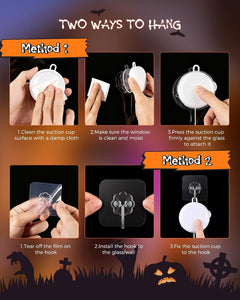 3 Pack Battery Operated Halloween Windows Lights with Timer, Pumpkin, Ghost, Hat