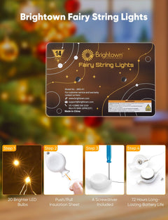 14 Pack 7FT 20 LED Battery Operated Silver Wire Firefly Starry Moon Lights for DIY Crafts, Warm White